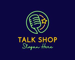 Neon Light Microphone logo design