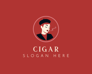 Woman Smoking Cigarette logo design