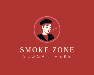 Woman Smoking Cigarette logo design