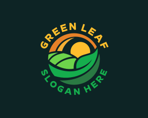 Leaf Farm Sunrise Field logo design