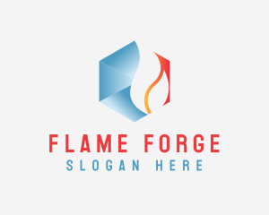 Fire Ice Hexagon Energy logo design