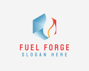 Fire Ice Hexagon Energy logo design