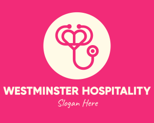 Pink Heart Stethoscope logo design