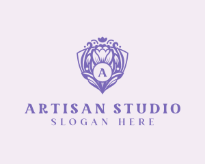 Floral Shield Garden logo design