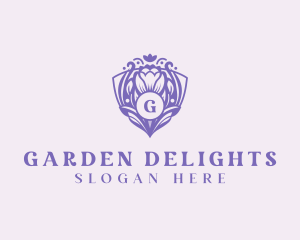 Floral Shield Garden logo design