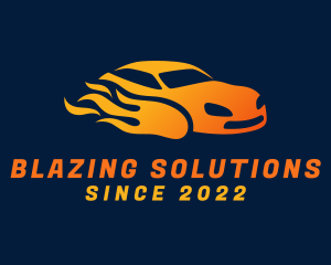 Flaming Race Car logo design