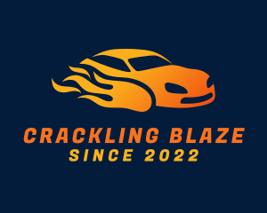 Flaming Race Car logo design