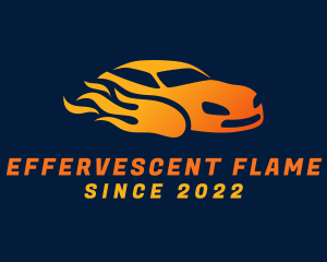 Flaming Race Car logo design