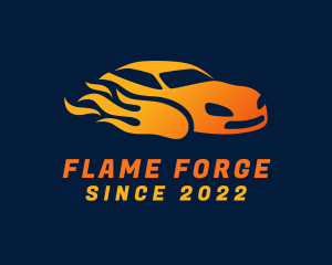 Flaming Race Car logo design