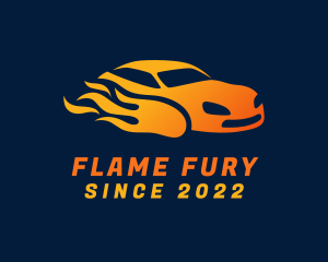 Flaming Race Car logo design