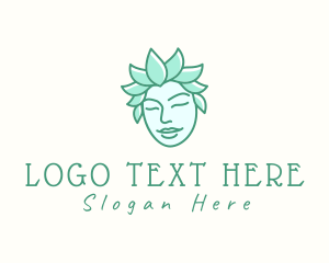 Eco Leaves Woman Face logo