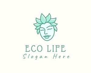 Eco Leaves Woman Face logo design