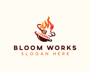 Roast Grill Flame  logo design