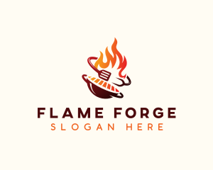 Roast Grill Flame  logo design