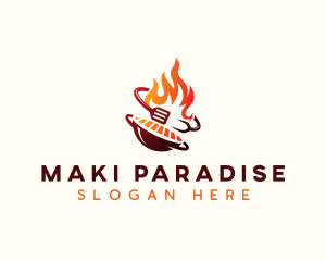 Roast Grill Flame  logo design