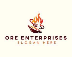 Roast Grill Flame  logo design