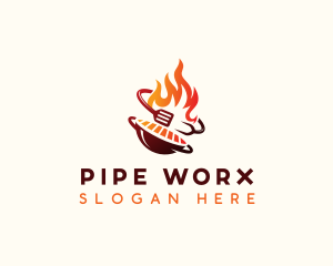 Roast Grill Flame  logo design