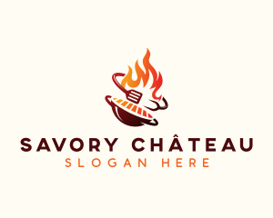 Roast Grill Flame  logo design