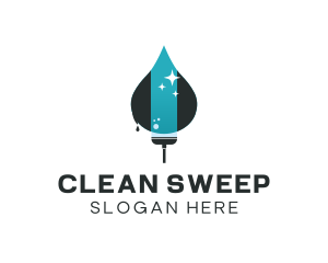 Squilgee Water Drop Cleaning logo design