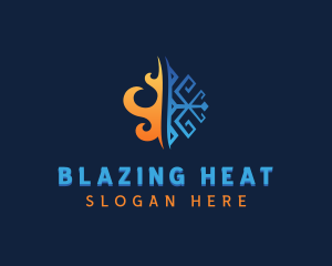 Fire Ice Heating Cooling logo design