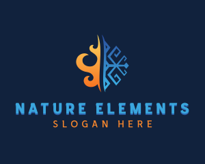 Fire Ice Heating Cooling logo design