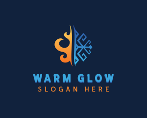 Fire Ice Heating Cooling logo design