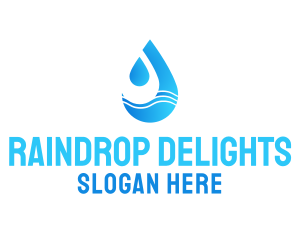 Water Wave Droplet logo design