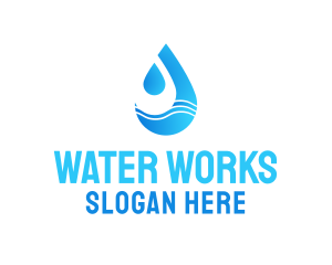 Water Wave Droplet logo design