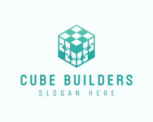 Arrow Checkered Cube logo design