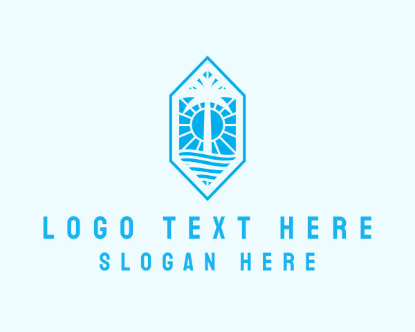 Hexagon Palm Tree Island logo