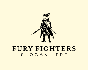 Woman Sword Fighter logo design