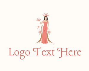 Tree - Woman Floral Goddess logo design