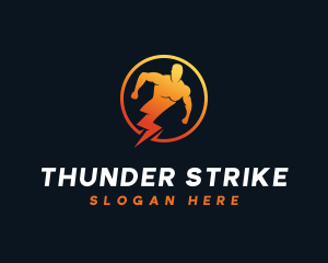 Electrician Thunder Man logo design