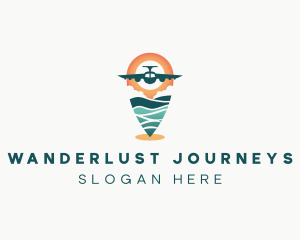 Airplane Flight Pin Locator logo design