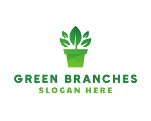 Green Leaf Pot  logo design