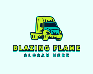 Truck Vehicle Flame logo design