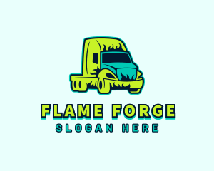 Truck Vehicle Flame logo design