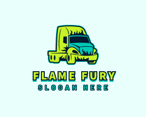 Truck Vehicle Flame logo design