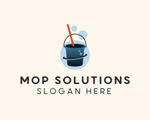 Bucket Cleaning Mop logo design