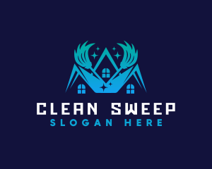 Janitorial Cleaning Broom  logo design