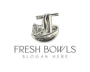 Vintage Noodle Soup Bowl logo design