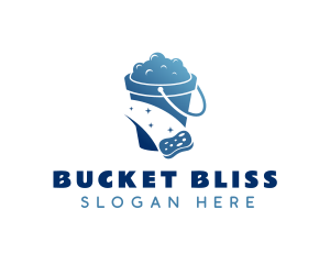 Blue Cleaning Bucket logo design