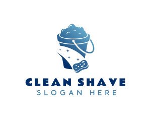 Blue Cleaning Bucket logo design