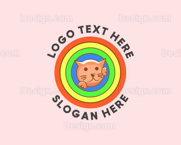 Colorful Rainbow Cat Logo