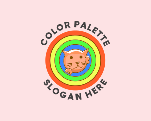 Colorful Rainbow Cat  logo design