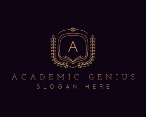 Wreath Book Academy logo design