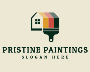 Vintage House Paint Brush logo design