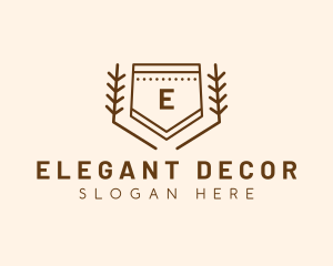 Minimalist Shield Wreath logo design