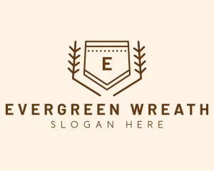 Minimalist Shield Wreath logo design