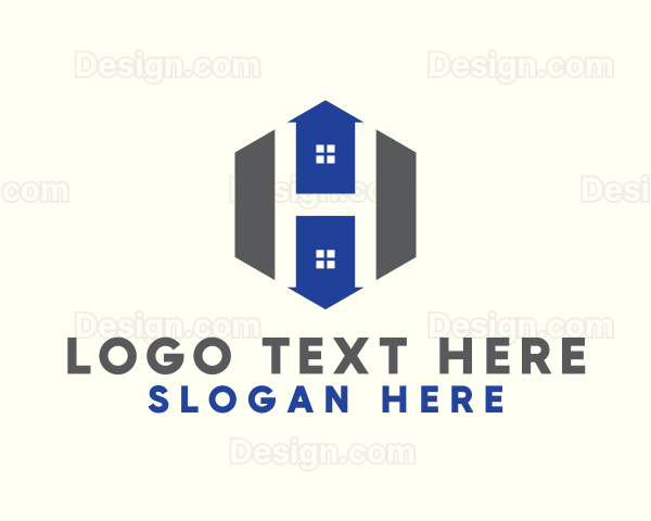 Hexagon Arrow House Letter H Logo